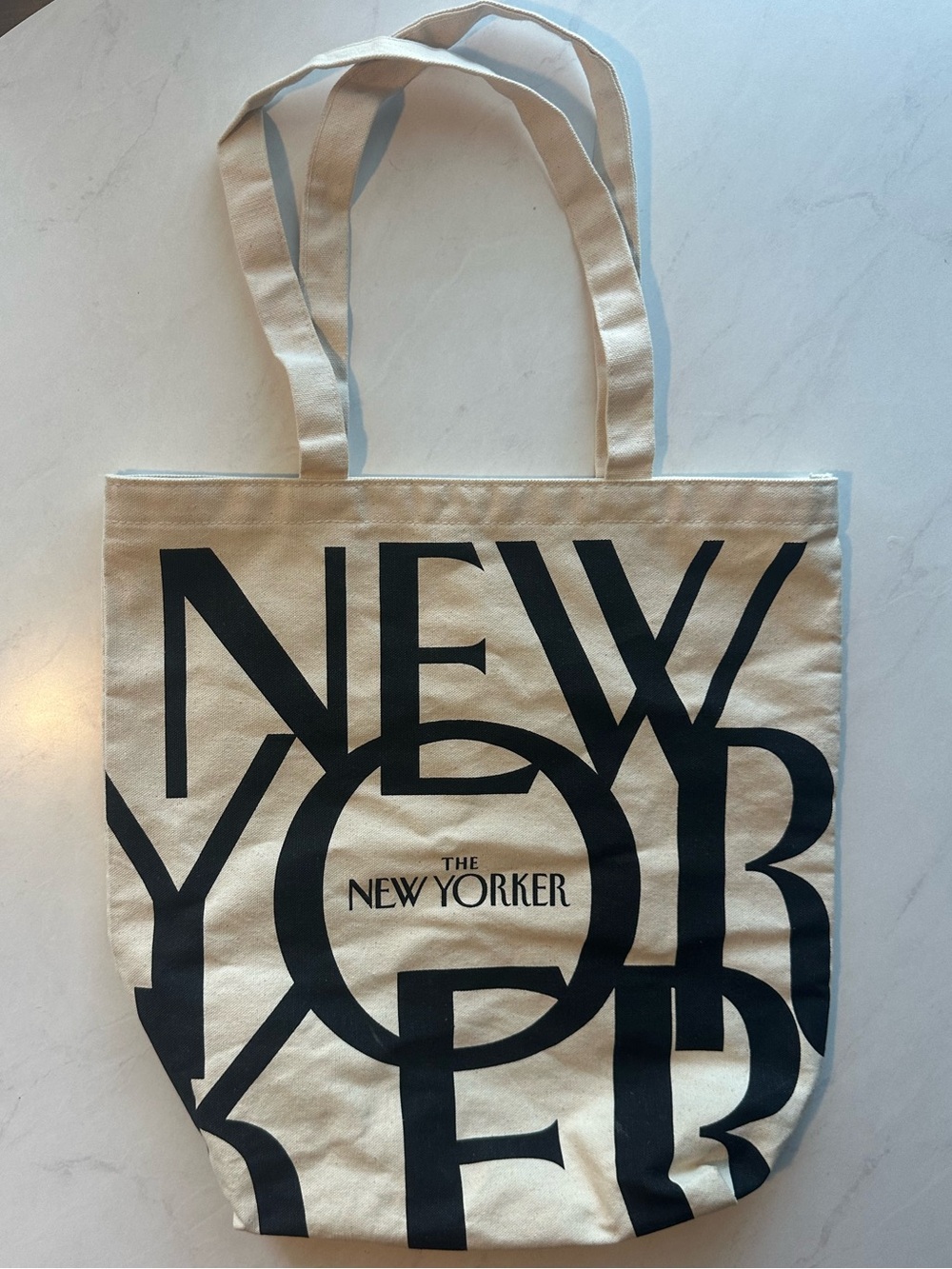 The New Yorker magazine art Cotton Tote Bag Book in cream and white